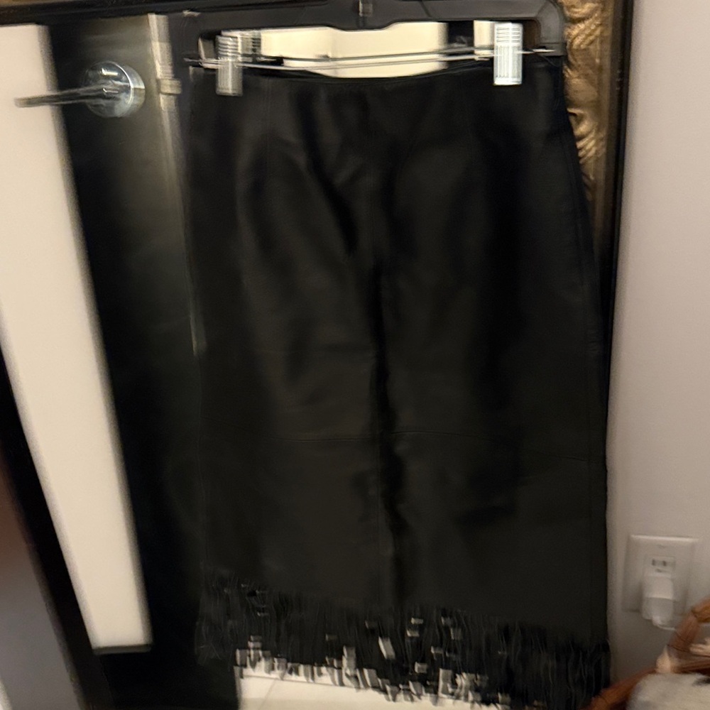 Bagatelle Black Pencil Skirt with Fringe